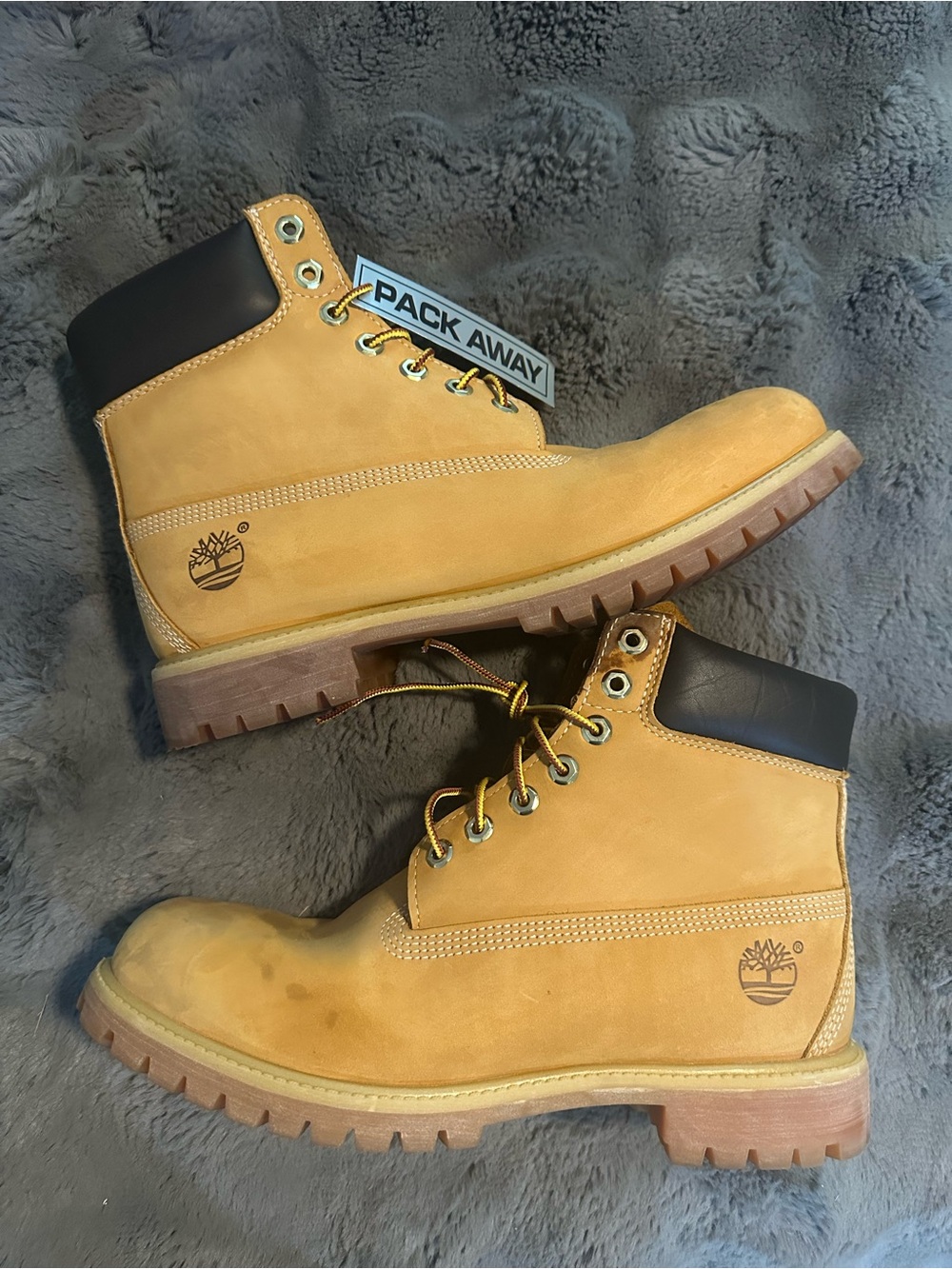 Timberland Wheat Nubuck 6" Work Boots with Black Collar